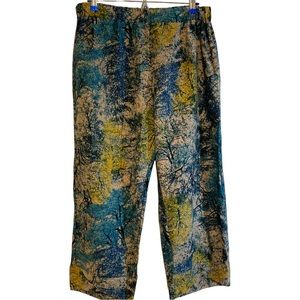 NWT Pantalon‎ Wide-Leg Crop Pants Abstract Forest Print Size L/XL